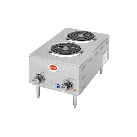 5I-H63 14 3/4in Electric Countertop Two Burner Hot Plate - 5200W